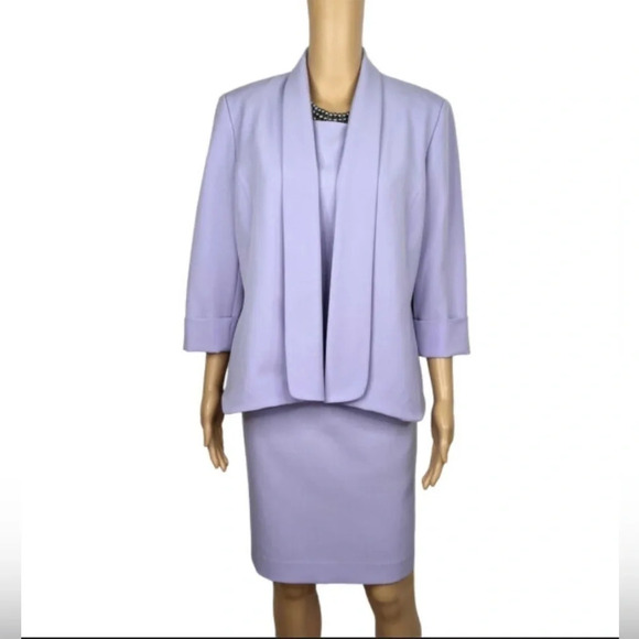 Evan Piccone 3/4 Sleeve Winged Collar Suit Jacket & Sheath Dress NWT Size 18 - Picture 1 of 14